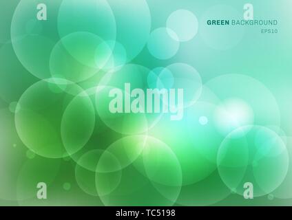 Abstract green nature blurred beautiful background with bokeh lights. Light natural backdrop blur. Vector illustration Stock Vector