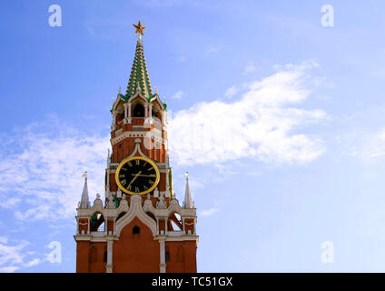 Spasskaya tower of Kremlin, Moscow, Russia Stock Photo