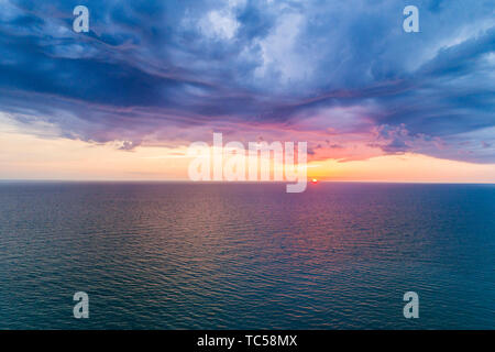 Captiva Island Florida,Gulf of Mexico beach sunset clouds water sky,aerial overhead view,FL190508d28 Stock Photo