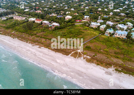 Sanibel Island Florida,Gulf of Mexico beach,East Gulf Drive homes,Colony Beach Estates,aerial overhead view,FL190514d13 Stock Photo