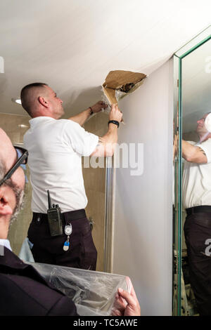 Miami Beach Florida,condominium residential apartment apartments building buildings housing,apartment ceiling,water leak flooding from above unit,peel Stock Photo