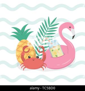 hello summer poster with flemish float icons vector illustration design ...