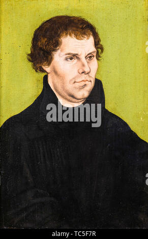 Martin Luther, 1483-1546, portrait painting by Lucas Cranach the Elder,  1527 Stock Photo