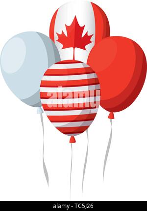 balloons helium with canadian flag Stock Vector