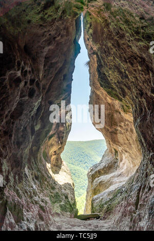 The womb cave alos known as Utroba cave near Kardzhali city in Rhodope mountain in Bulgaria Stock Photo