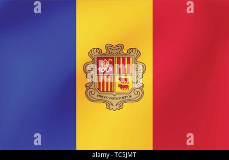 Vector national flag of Andorra. Illustration for sports competition, traditional or state events. Stock Vector