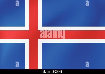 Vector national flag of Iceland. Illustration for sports competition, traditional or state events. Stock Vector