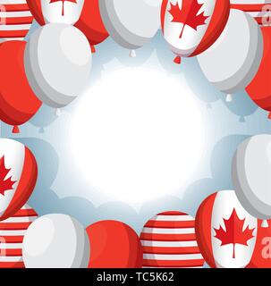 balloons helium with canadian flag Stock Vector