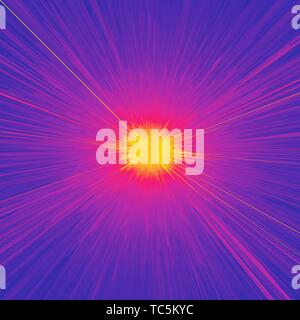 Background with explosion. Starburst dynamic lines. Solar or starlight emission. 3d futuristic technology style. Vector illustration. Stock Vector