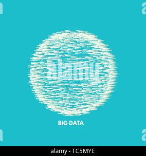The sphere consisting of points. Big data cloud. Information flow noise. Dynamic effect. Digital background with dots. 3d futuristic vector illustrati Stock Vector