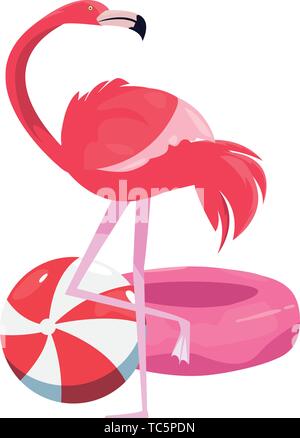 summer time holiday flamingo ball juice vector illustration Stock ...