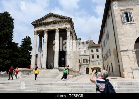 The Roman Temple of Augustus in Pula, Istria, Croatia Stock Photo