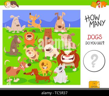 how many cartoon dogs animal characters counting game Stock Vector ...