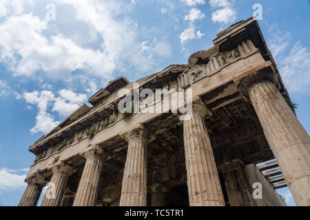 Detail of the Temple of Hephaestus in Greek Agora Stock Photo