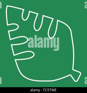 Contour of leaf ancient tree. Isolated on green background. Vector illustration. Stock Vector