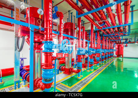 Fire pressurized pump room Stock Photo