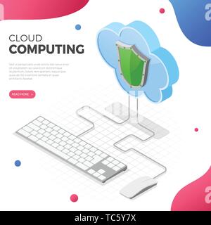 Cloud Computing Technology Isometric Stock Vector