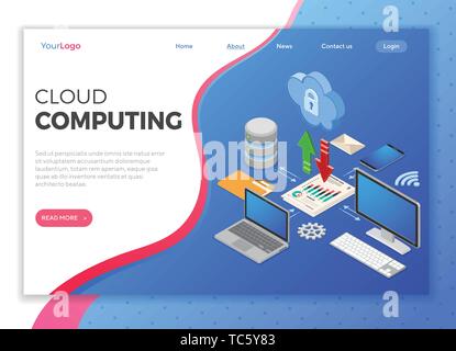 Cloud Computing Technology Isometric Stock Vector