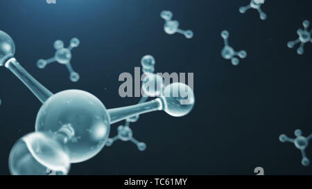 Glass molecule model 3D rendering illustration isolated on white ...