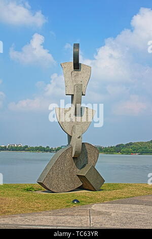 Scenery of Songjiang Moon Lake Sculpture Park in Shanghai Stock Photo