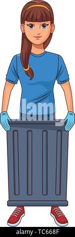 cleaning service person avatar cartoon character Stock Vector
