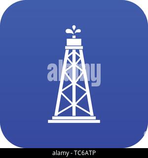 Oil rig icon digital blue Stock Vector