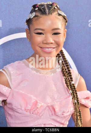 HOLLYWOOD, LOS ANGELES, CALIFORNIA, USA - JUNE 04: Actress Storm Reid wearing a Simone Rocha dress arrives at the Los Angeles Premiere Of HBO's 'Euphoria' held at the ArcLight Cinerama Dome on June 4, 2019 in Hollywood, Los Angeles, California, United States. (Photo by Image Press Agency) Stock Photo