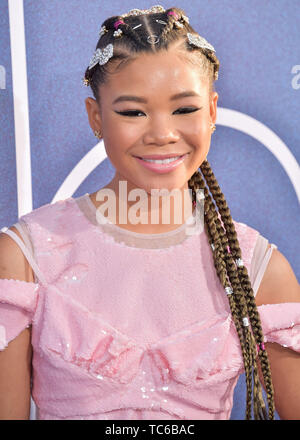 HOLLYWOOD, LOS ANGELES, CALIFORNIA, USA - JUNE 04: Actress Storm Reid wearing a Simone Rocha dress arrives at the Los Angeles Premiere Of HBO's 'Euphoria' held at the ArcLight Cinerama Dome on June 4, 2019 in Hollywood, Los Angeles, California, United States. (Photo by Image Press Agency) Stock Photo