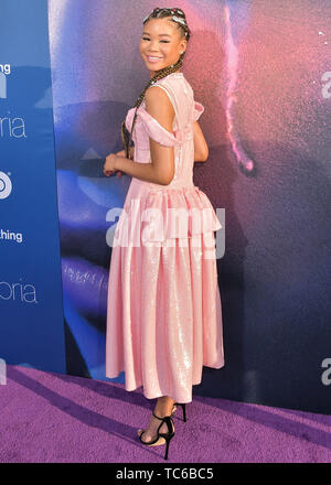 HOLLYWOOD, LOS ANGELES, CALIFORNIA, USA - JUNE 04: Actress Storm Reid wearing a Simone Rocha dress arrives at the Los Angeles Premiere Of HBO's 'Euphoria' held at the ArcLight Cinerama Dome on June 4, 2019 in Hollywood, Los Angeles, California, United States. (Photo by Image Press Agency) Stock Photo