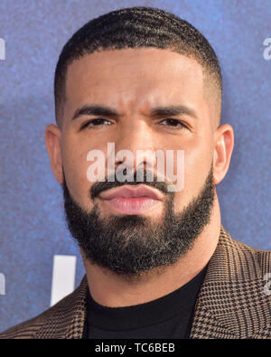 Hollywood, United States. 04th June, 2019. HOLLYWOOD, LOS ANGELES, CALIFORNIA, USA - JUNE 04: Rapper Drake arrives at the Los Angeles Premiere Of HBO's 'Euphoria' held at the ArcLight Cinerama Dome on June 4, 2019 in Hollywood, Los Angeles, California, United States. ( Credit: Image Press Agency/Alamy Live News Stock Photo