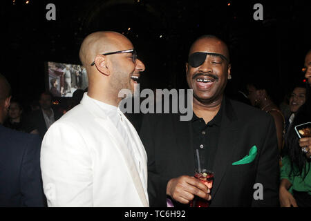 New York, New York, USA. 4th June, 2019. (L-R) Music Producer/Arts Advocate Swizz Beatz aka Kasseem Dean and Recording artist Slick Rick the Ruler attend the 2019 Gordon Parks Foundation Awards Dinner and Auction Inside celebrating the Arts & Social Justice held at Cipriani 42nd Street on June 4, 2019 in New York City. Credit: Mpi43/Media Punch/Alamy Live News Stock Photo