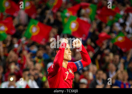 Porto, Portugal. 05th June, 2019. Portugal's player Cristiano Ronaldo celebrates the second goal during the the UEFA Nations League Finals at Dragon Stadium in Porto, Portugal. ( Portugal 3:1 Switzerland ) Credit: SOPA Images Limited/Alamy Live News Stock Photo