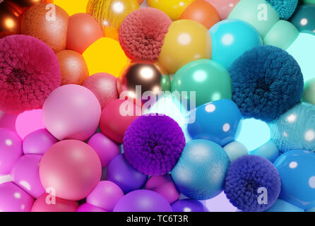 Colourful bubbles, spheres, and balls abstract background. 3D illustration. Stock Photo