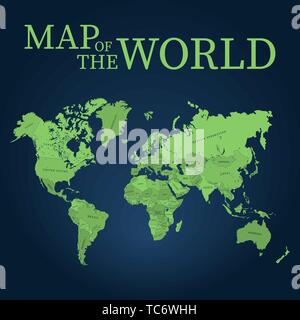 Vector map of the world, ready for laser engraving or cutting. High quality, ready for production illustration Stock Vector