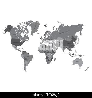 Vector map of the world, with countries borders and names Ready for laser engraving or cutting on CNC. Stock Vector
