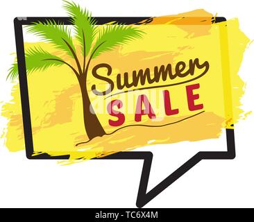 Palm tree with text within a bubble chat. Summer sale label - Vector Stock Vector