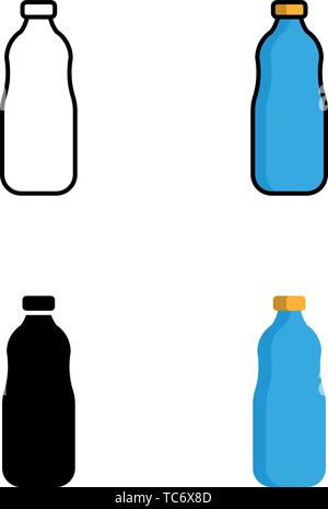 Bottles set of icons in flat, glyph, outline and cartoon style, vector illustration. Stock Vector