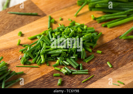 Raw Green Organic Flowering Chives Ready to Cook With Stock Photo