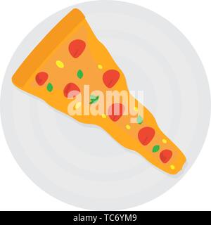 Top view of a pizza slice on a plate - Vector Stock Vector
