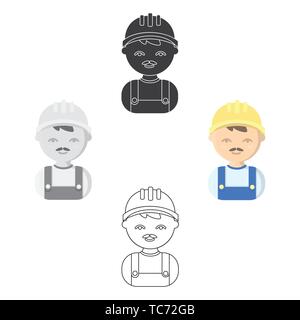 Builder cartoon,black icon. Illustration for web and mobile. Stock Vector