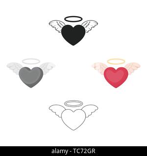 Heart icon in cartoon,black style isolated on white background. Romantic symbol vector illustration. Stock Vector