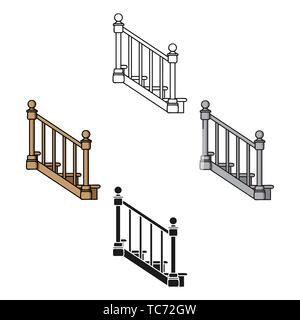 Stairs icon in cartoon,black style isolated on white background. Sawmill and timber symbol vector illustration. Stock Vector