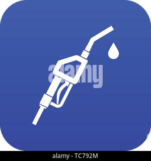 Gasoline pump nozzle icon digital blue Stock Vector