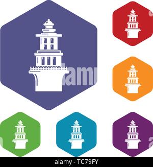Marine lighthouse icons vector hexahedron Stock Vector