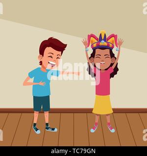 young kids avatar carton character Stock Vector