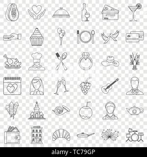 Present icons set, outline style Stock Vector