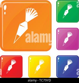 Cotton icing bag icons set vector color Stock Vector