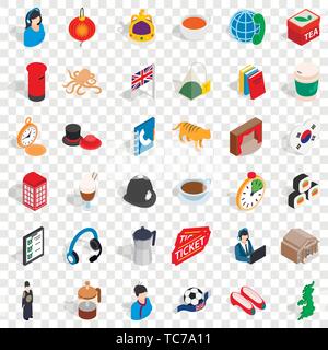 Coffee icons set, isometric style Stock Vector