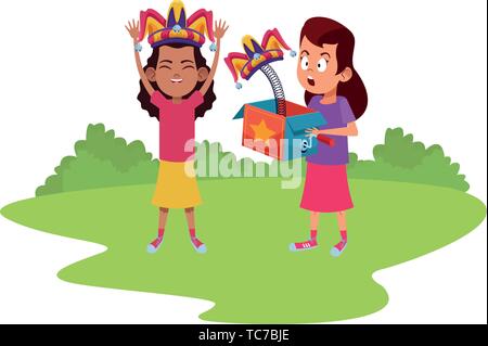 young kids avatar carton character Stock Vector