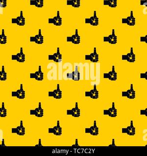 Hand holding bottle of beer pattern vector Stock Vector
